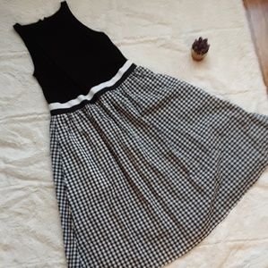 Sleeveless Black & White Gingham Dress - Small
